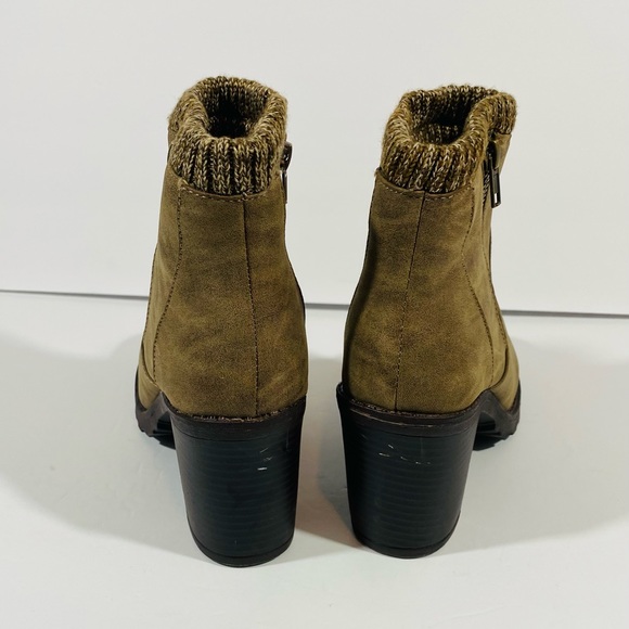 Twisted Booties Womens Size 7 Brown Shade Ankle Boots Side Zip Knit Edge Heel - Picture 8 of 11
